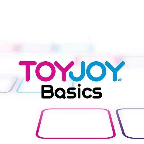 ToyJoy Basics logo with colorful outlined squares on white background