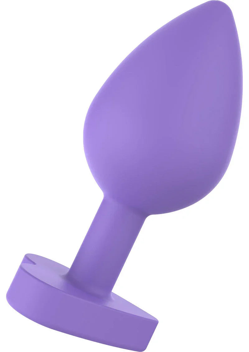 Purple silicone tapered anal plug with flared base sex toy