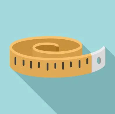 Illustration of an orange measuring tape coiled on a blue background with shadow
