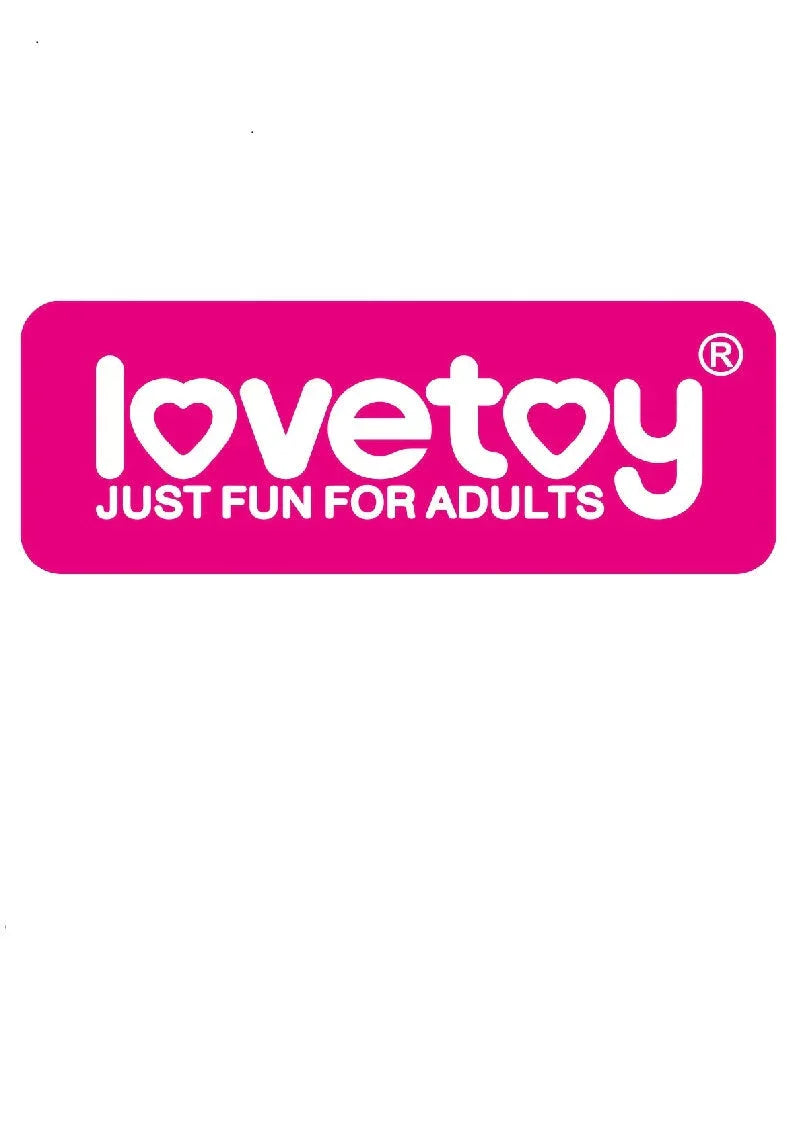 Lovetoy logo in white on a pink background with tagline Just Fun for Adults