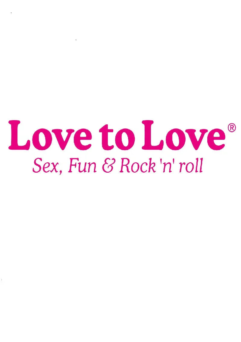 Love to Love logo with slogan Sex, Fun & Rock 'n' roll in bold pink text on white background