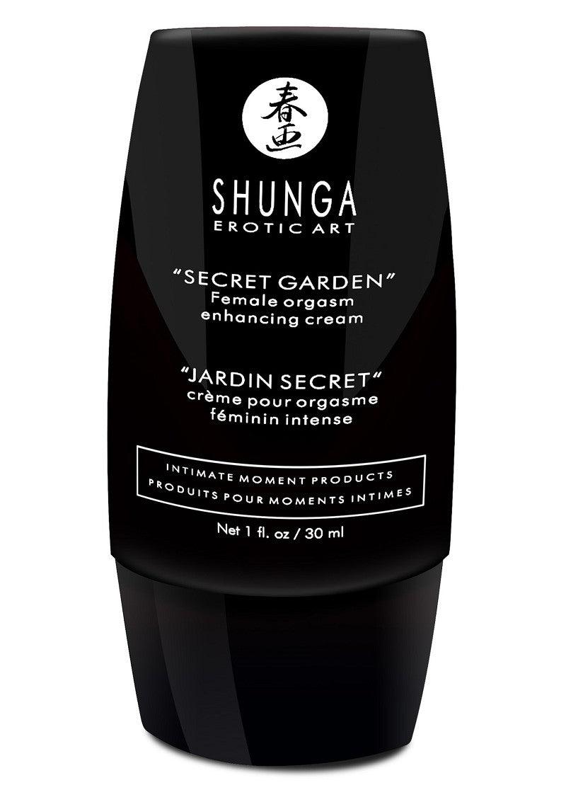 Shunga Erotic Art black bottle of Secret Garden female orgasm enhancing cream 30ml