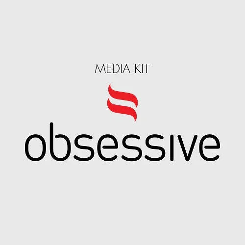Obsessive brand logo with red flame icon and text 'Media Kit' on light gray background