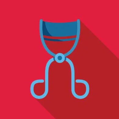 Blue metal anal speculum on red background with long shadow, adult toy for intimate use