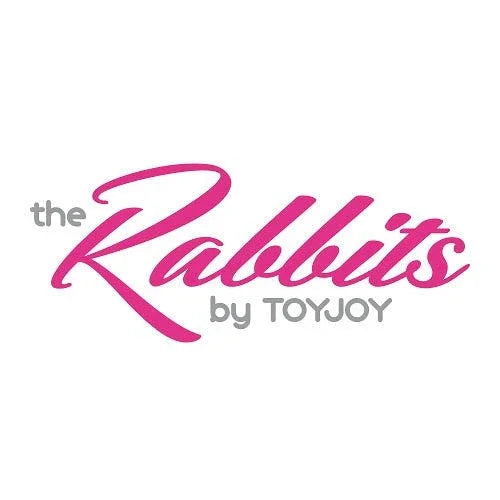The Rabbits logo by Toyjoy with pink cursive and gray text on white background
