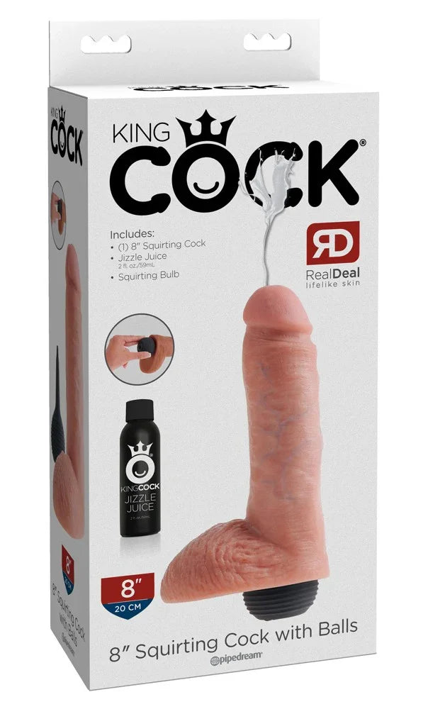 8" Squirting Cock with Balls - Happytoys Sexshop: Toys for Feeling Happy & Easy 😊 - Discreet geleverd