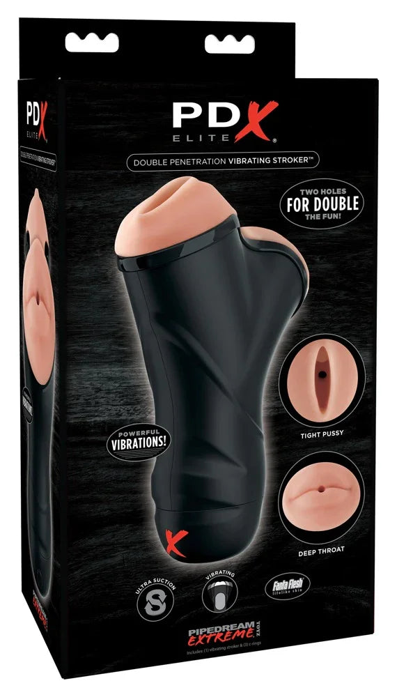 Double Penetration Vibrating Stroker - Happytoys Sexshop: Toys for Feeling Happy & Easy 😊 - Discreet geleverd