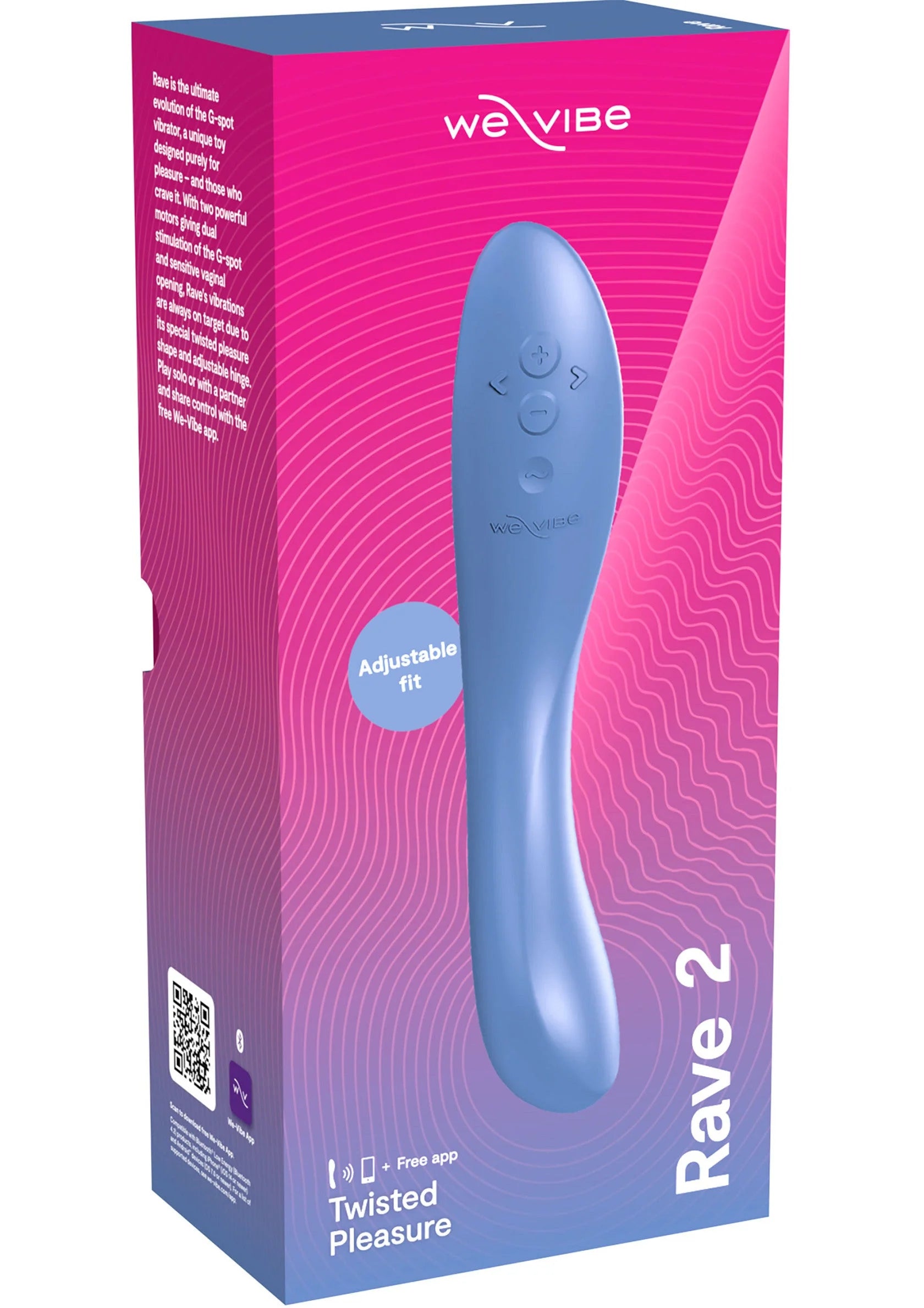 blauwe We-Vibe Rave 2 seksspeeltje in roze verpakking