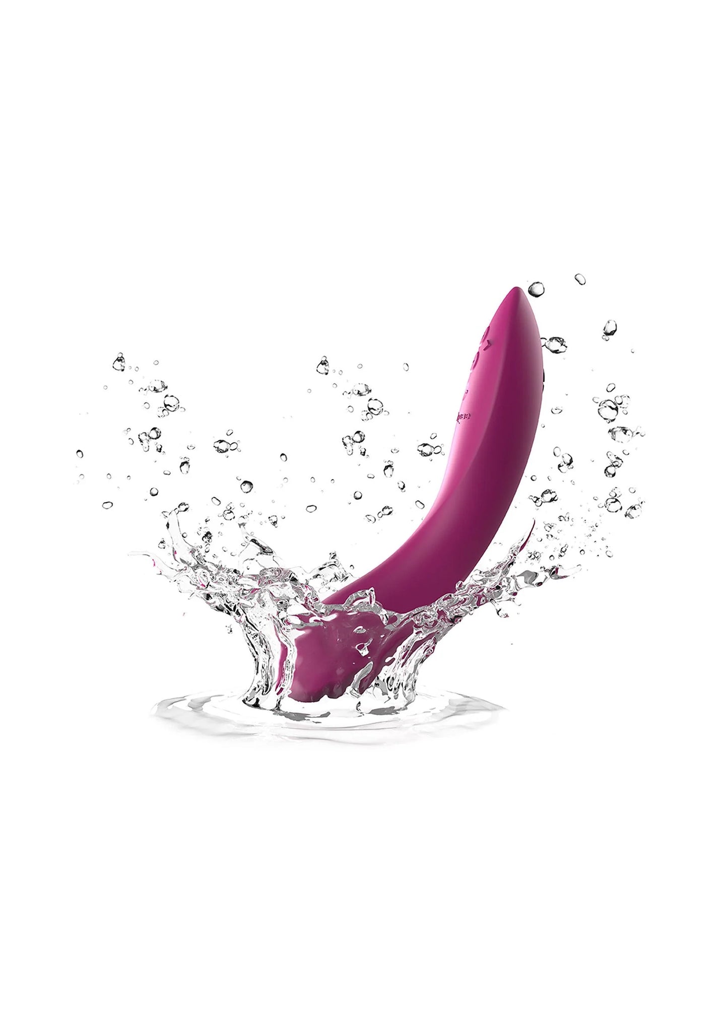 Roze Rave 2 vibrerende dildo met waterdruppels, klaar voor gebruik.