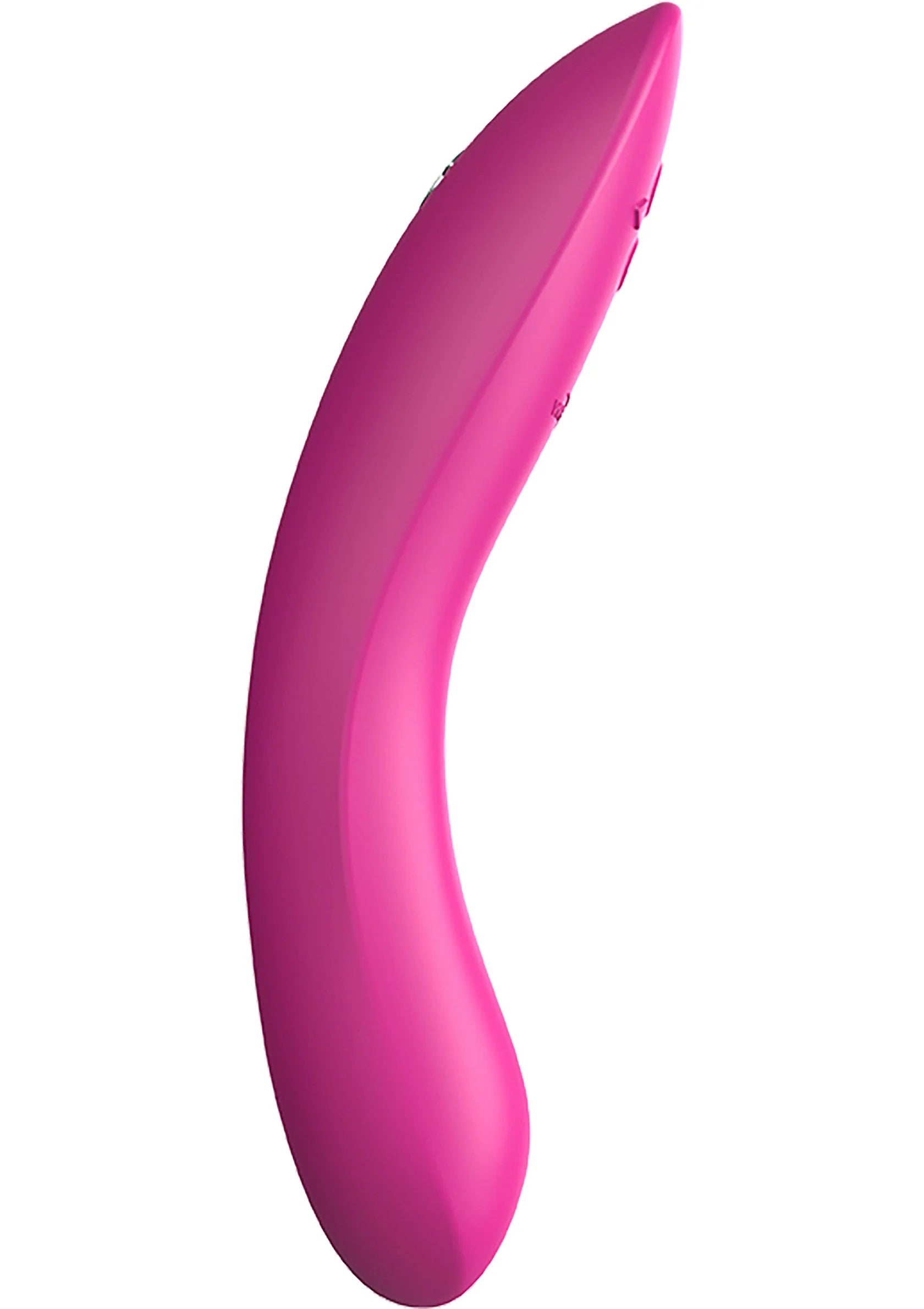 Roze gebogen vibrerende stimulator, close-up van het ronde uiteinde