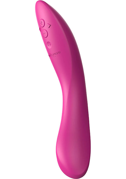 Roze Rave 2 vibrerende dildo, onderaanzicht met gestileerde knoppen.