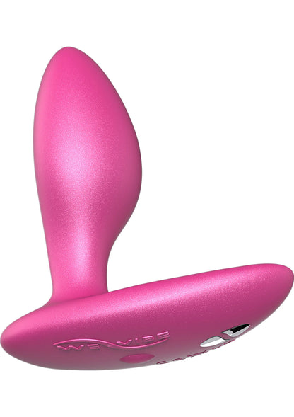 Roze vibrerende kegelvormige vibrator met gebogen lichaam en platte basis