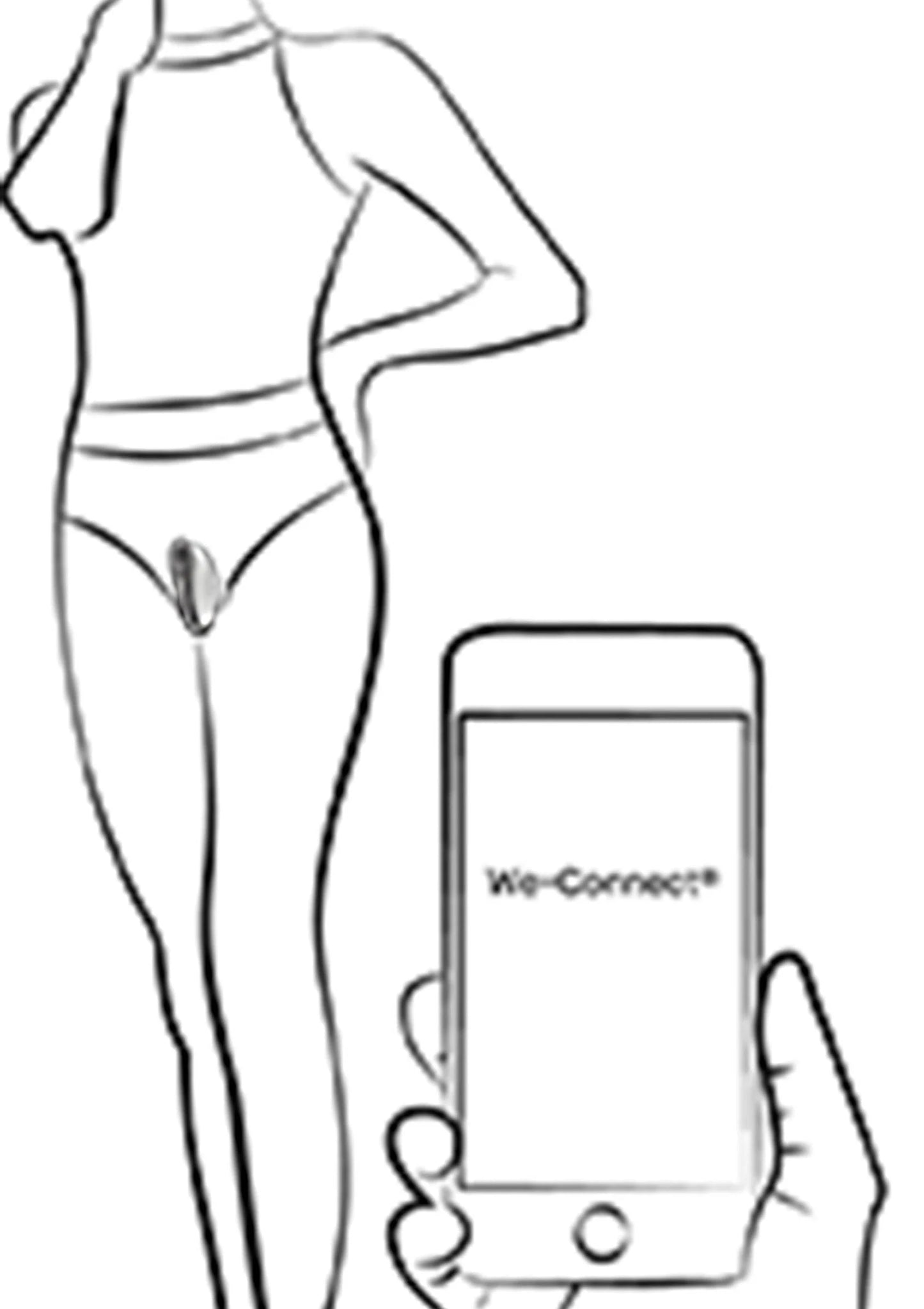 Schematische vrouw met telefoon die we-Connect toont en handbediening