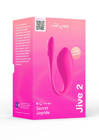 Jive 2 verpakking in fuchsia met afgebeelde vibrator en afstandsbediening