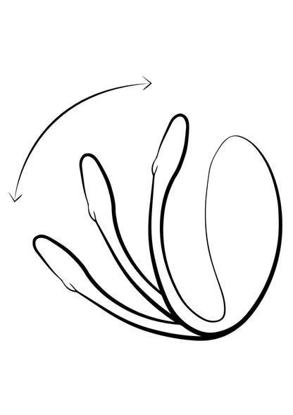 Schematische U-vormige vibrator met pijlen voor plaatsing
