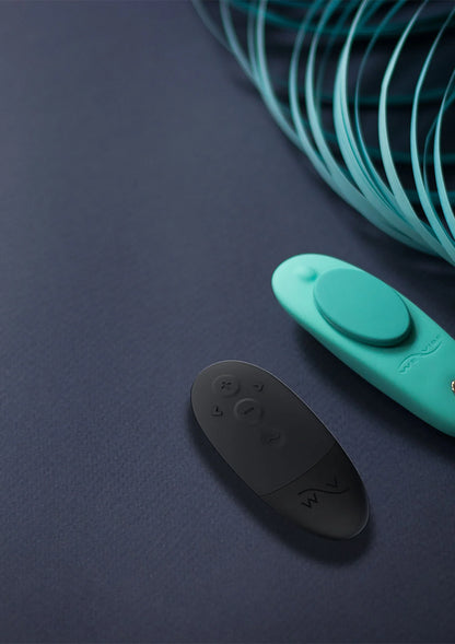 Moxie+ by We-Vibe afstandsbediening aqua en zwart, ovale vorm met knoppen