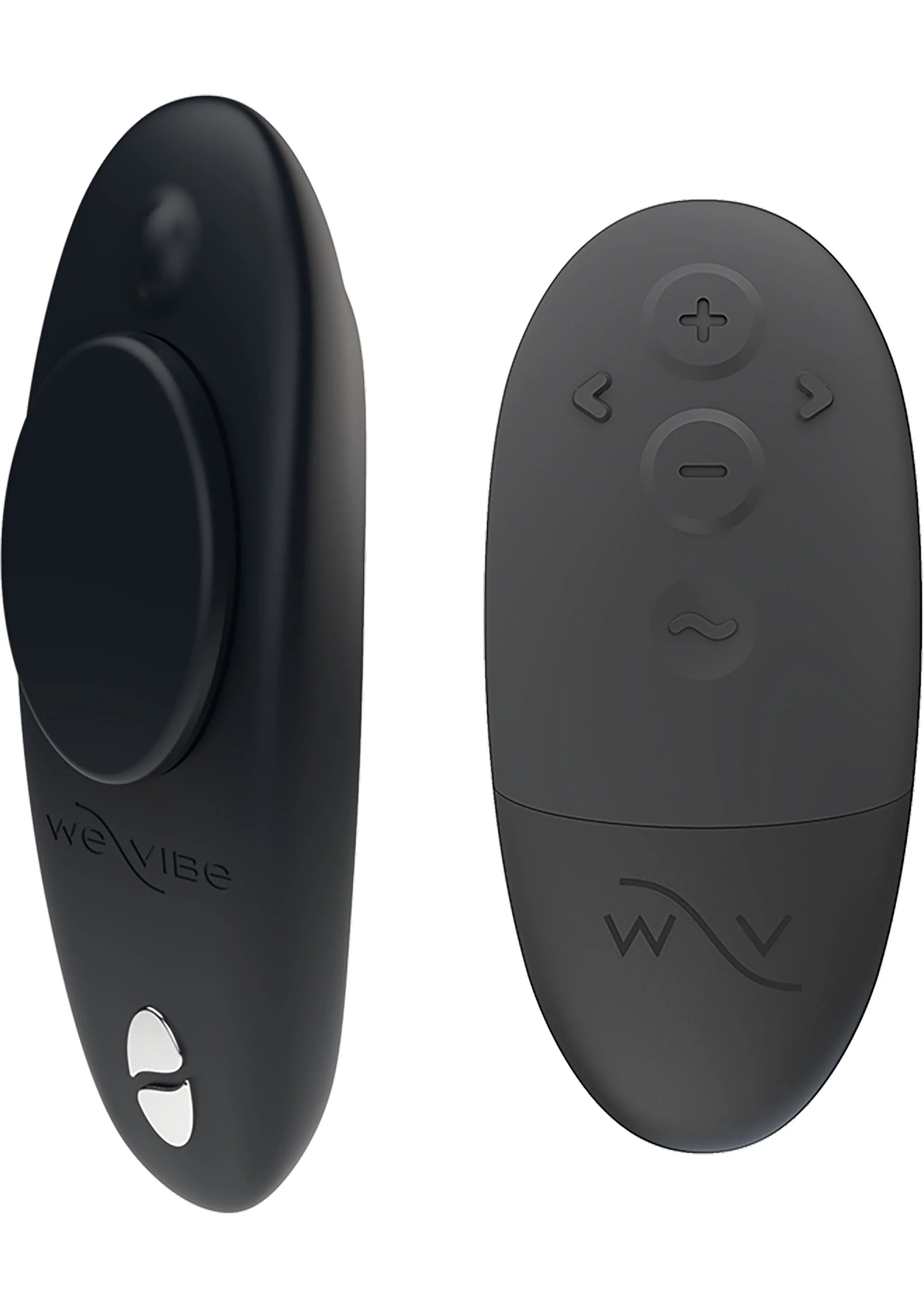 Moxie+ by We-Vibe afstandsbedieningen zwart, ovaal ontwerp met plus en min-knoppen
