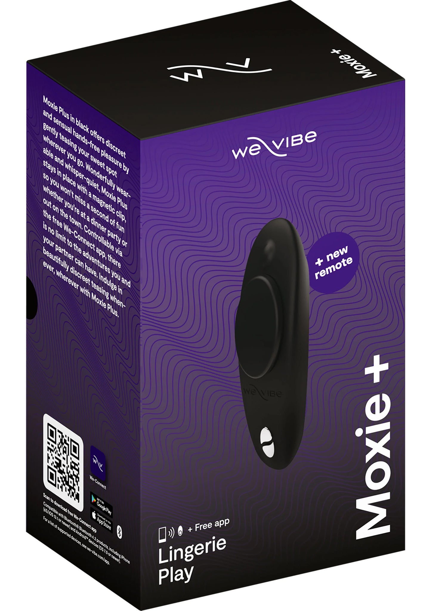Moxie+ by We-Vibe verpakking voor lingerie play, zwart, met nieuwe remote