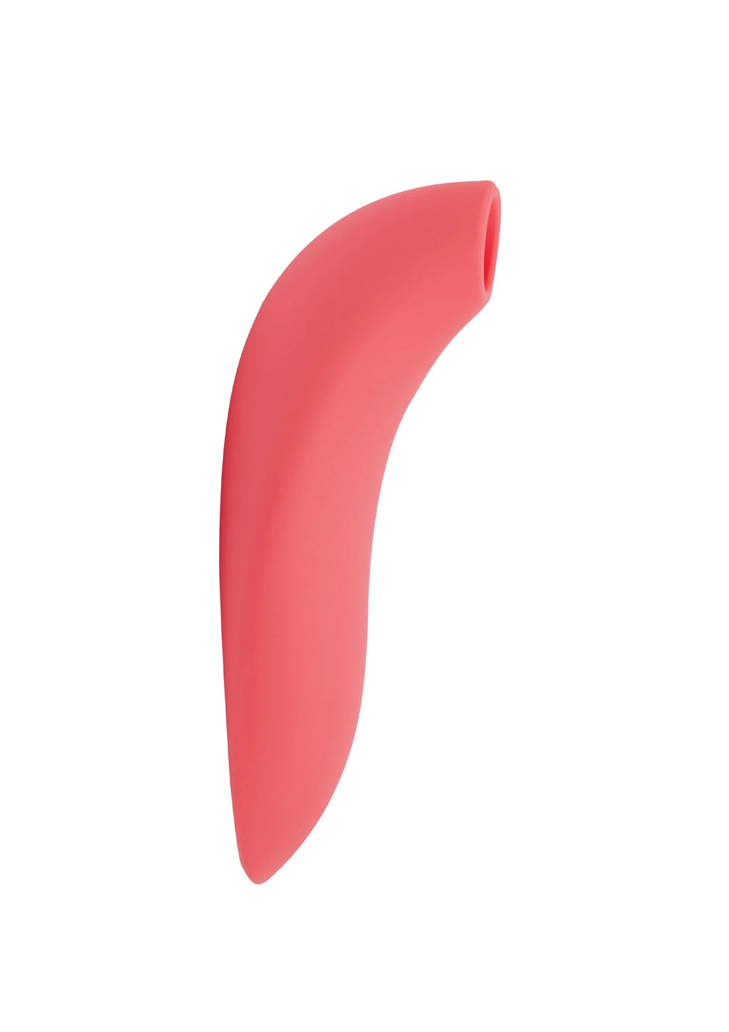 Roze gebogen vibrator met slanke, aflopende vorm