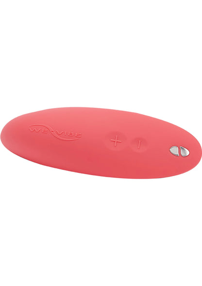 Roze Melt van We-Vibe vibrator, ovale vorm met knoppen en logo op de zijkant