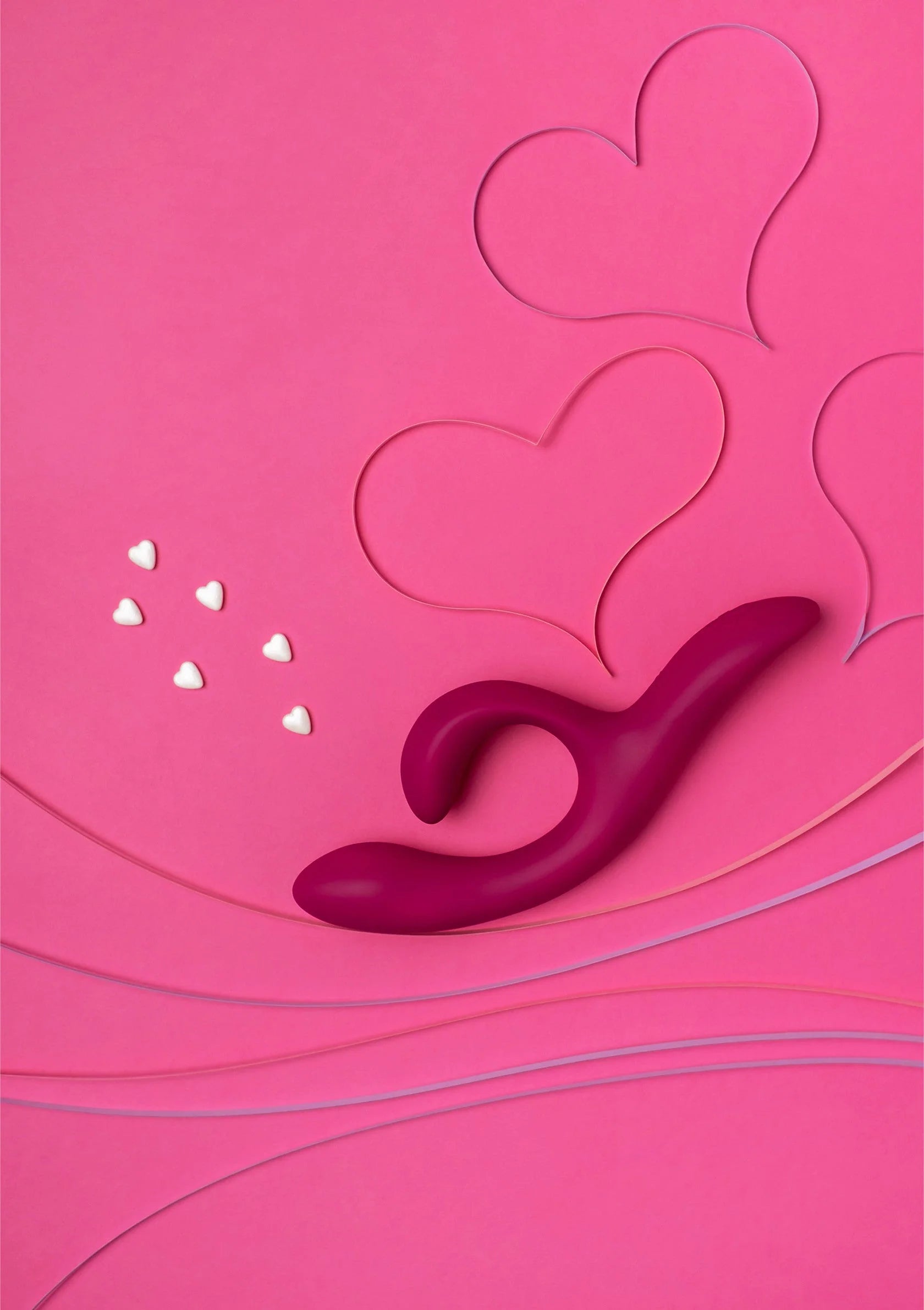 Roze seksspeeltje Nova 2 close-up met hartvormige embossing en ronde opening