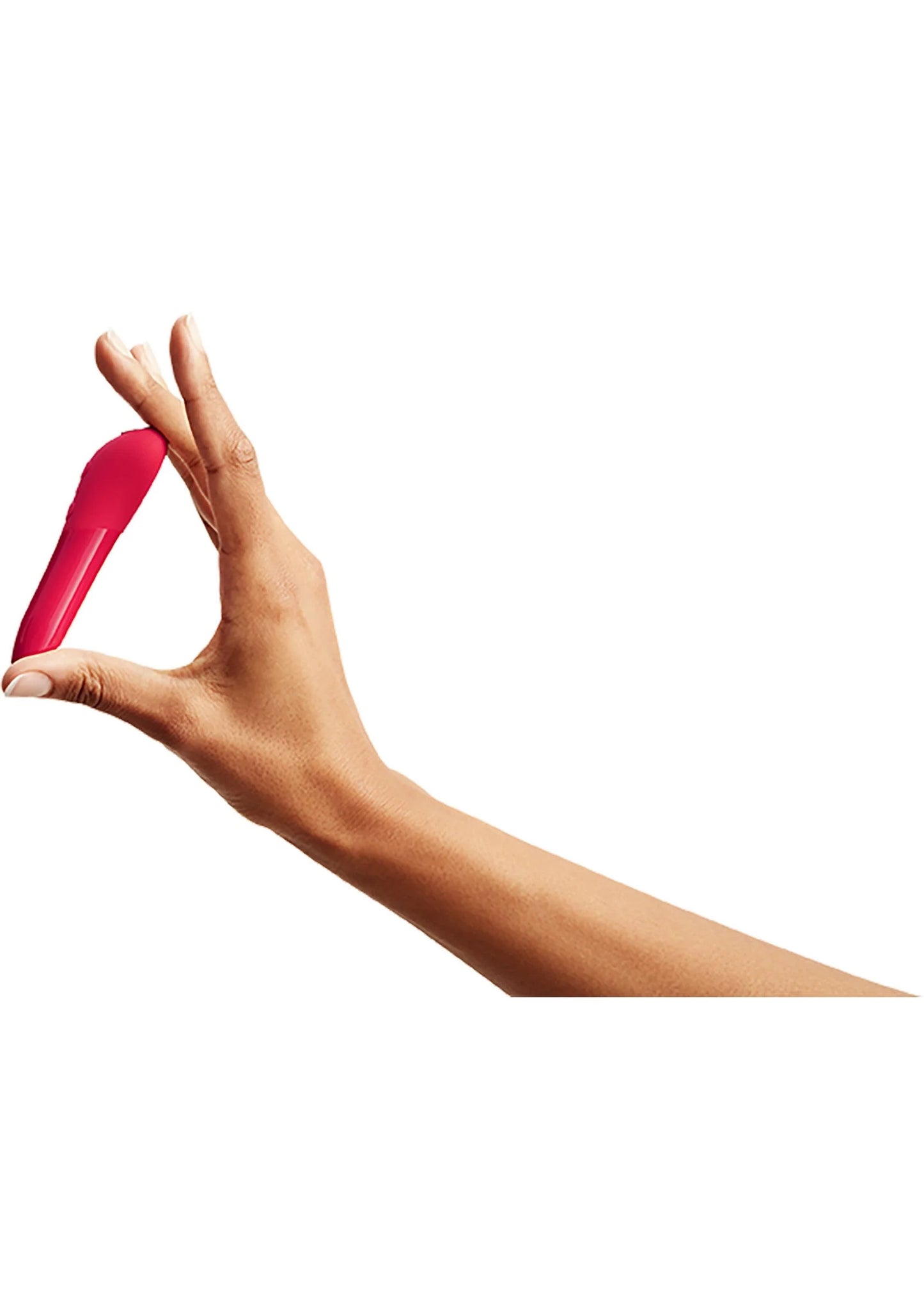Rode Tango X vibrator in hand vastgehouden