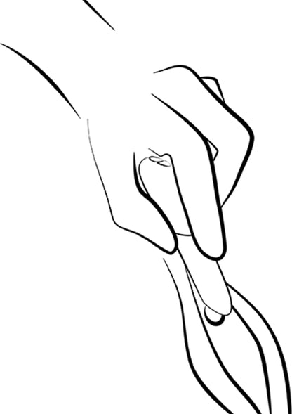 Schematische plaatsing van de Tango X vibrator op het lichaam
