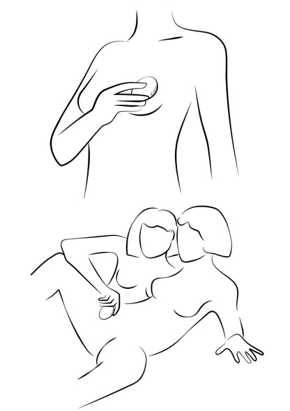Verwarmende en vibrerende massager, schematische weergave in illustratie