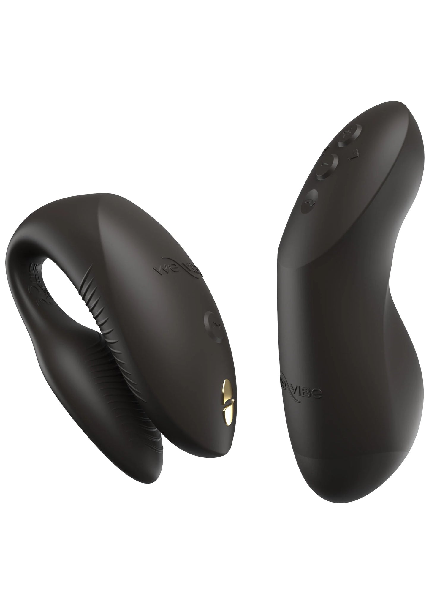 Twee zwarte gebogen vibratorhulzen met gladde buitenkant
