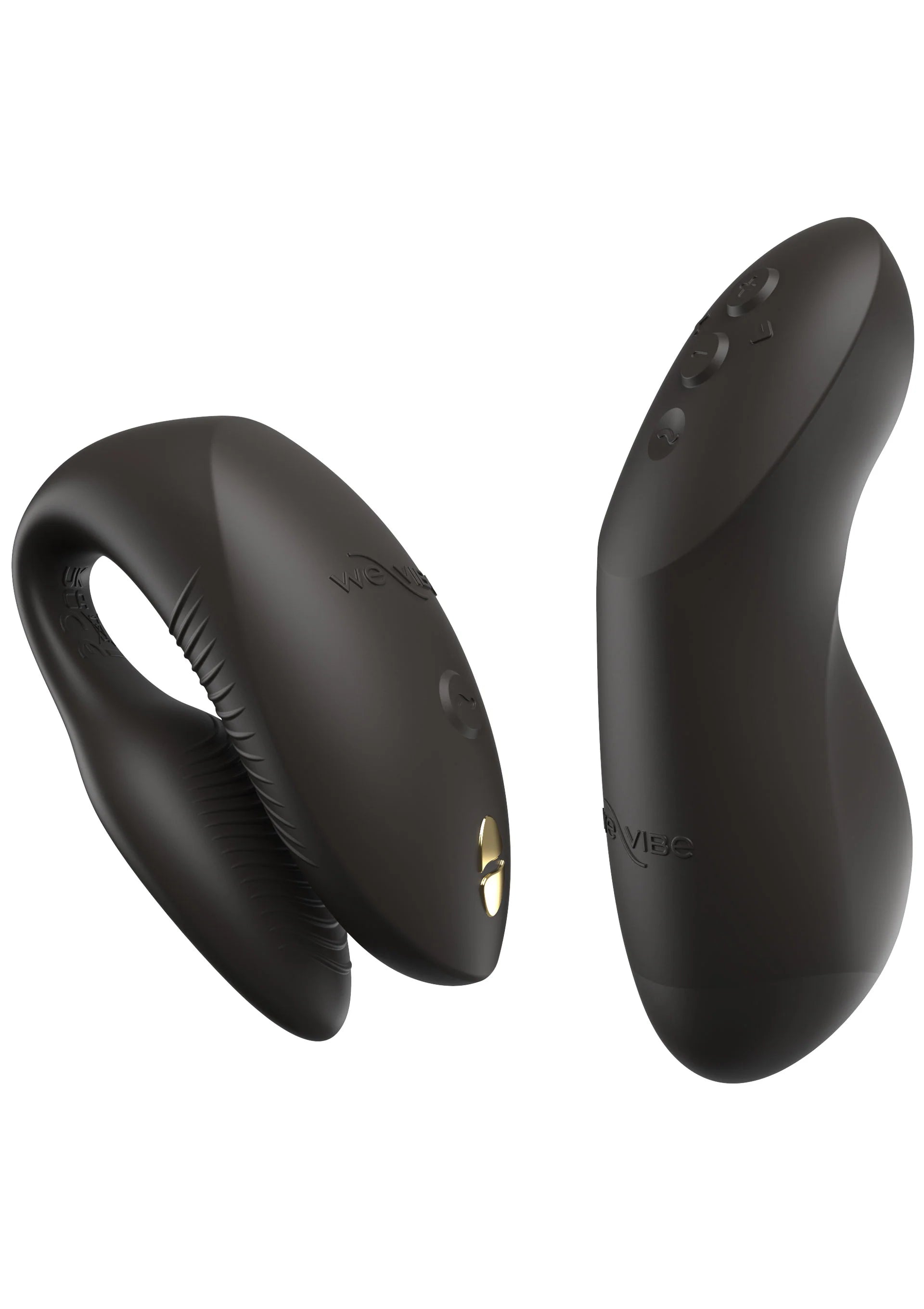 Twee zwarte gebogen vibratorhulzen met gladde buitenkant