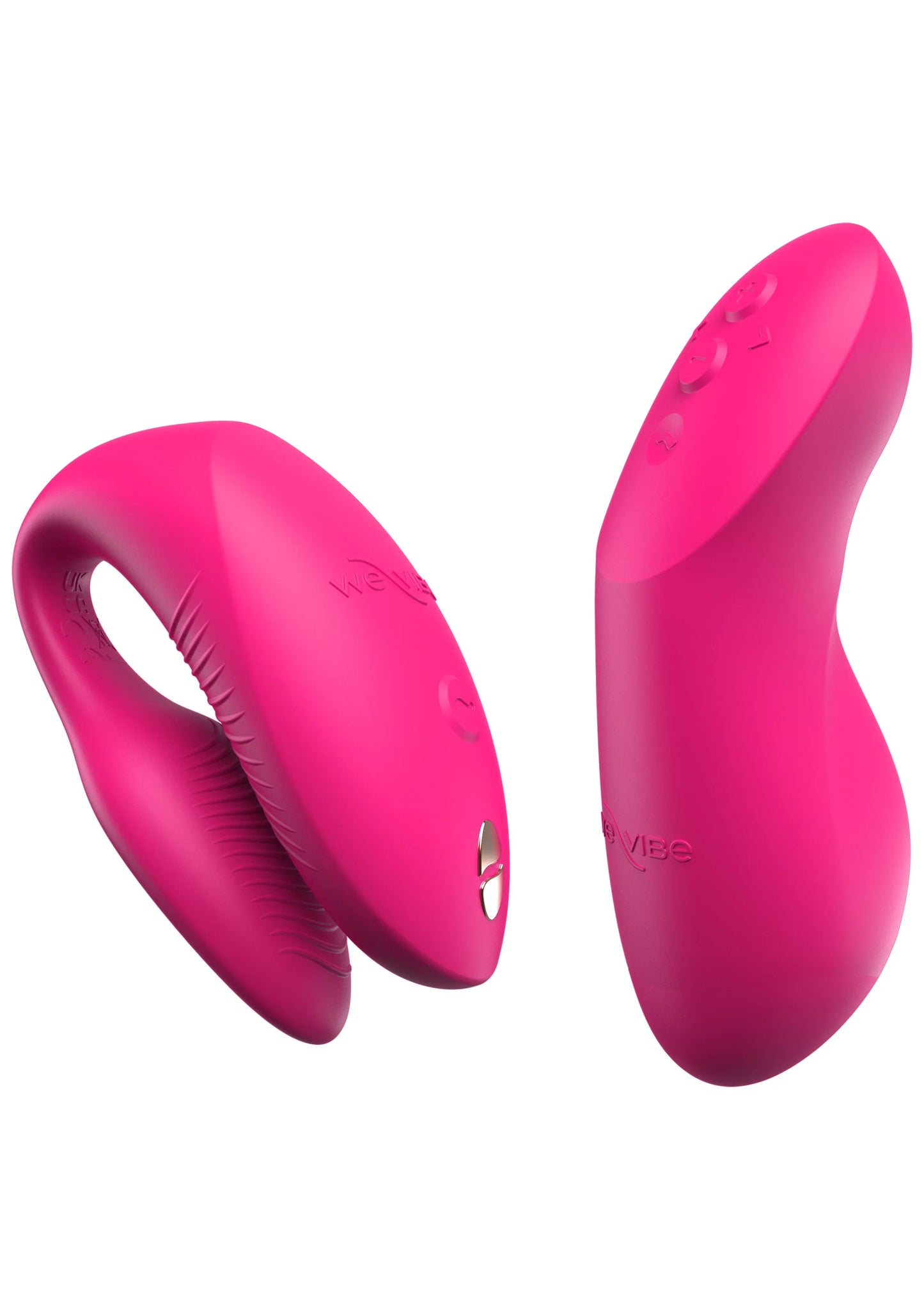 Roze dubbele vibrator, twee ovale apparaten naast elkaar