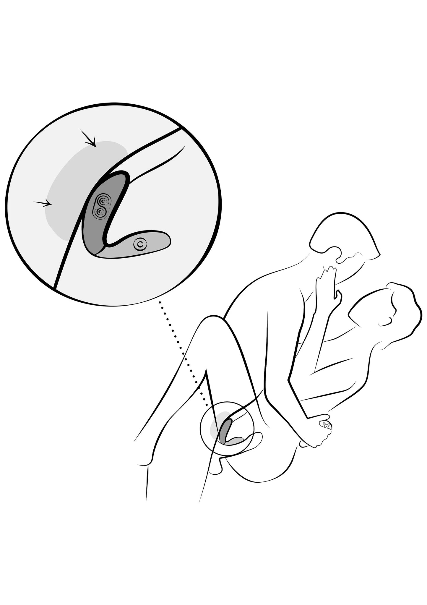 Gebruiksschema met dubbele vibrator en richtingpijlen, lijntekening