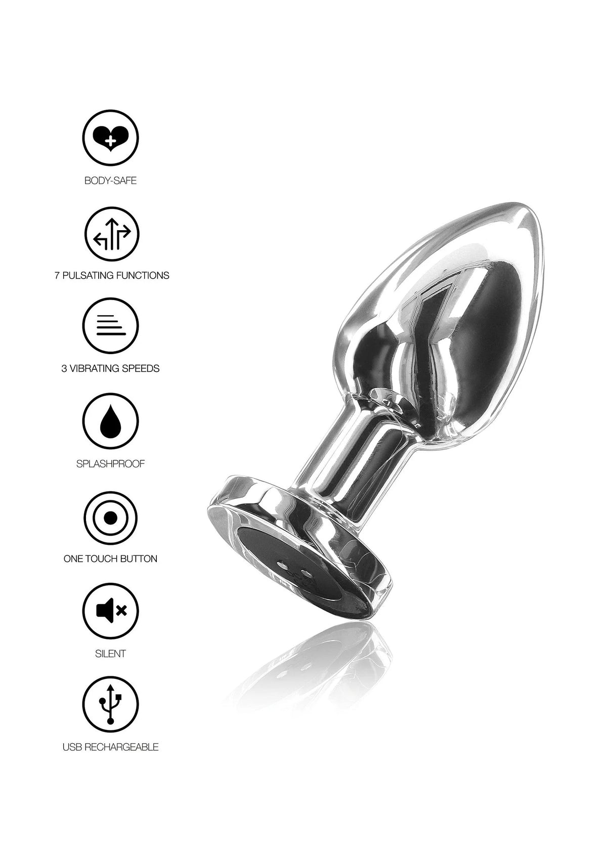 Met laadbare functies: splashproof en stille vibratiestanden, metalen billenplug met knoppen