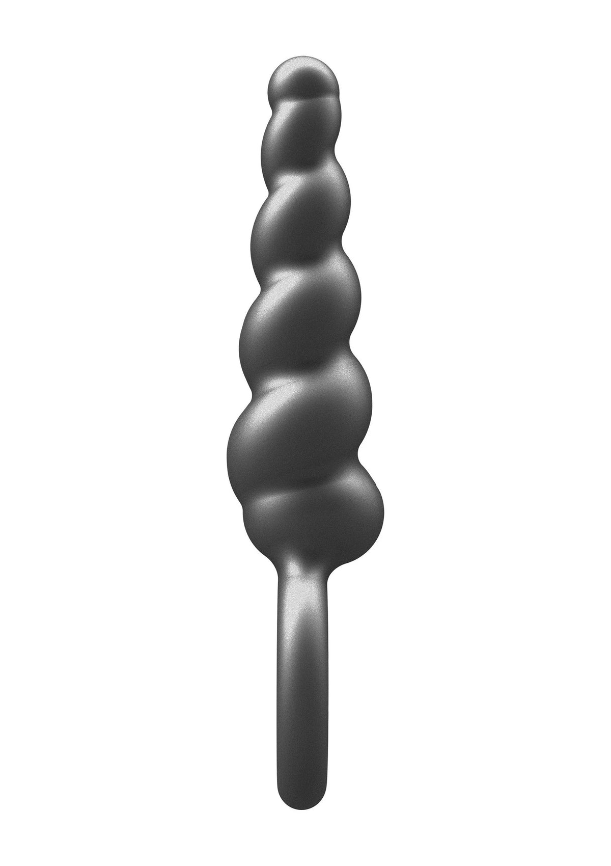 Metallische siliconen anale plug met schroefvormige bulten en smalle steel