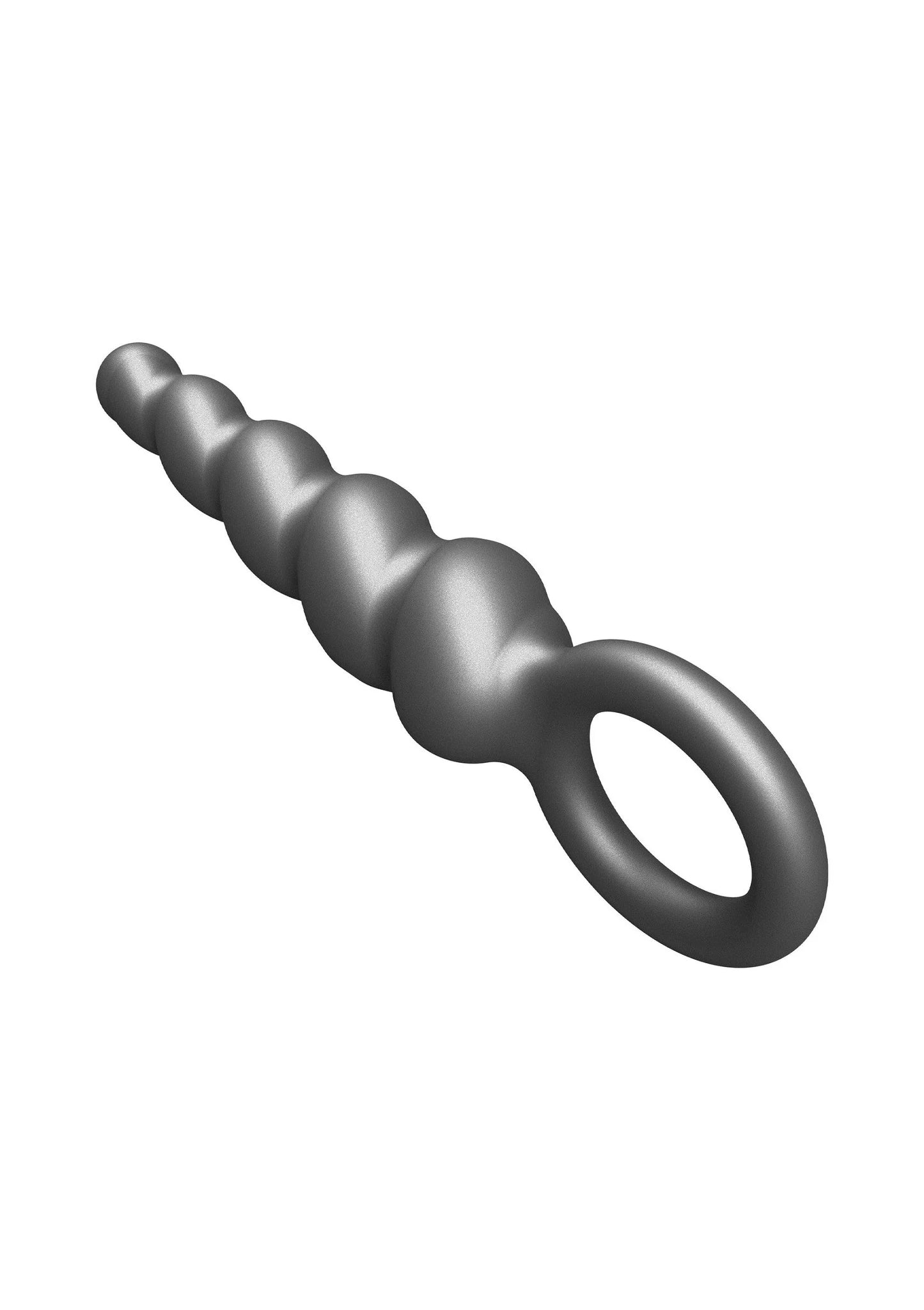 Metallische siliconen anale plug met lange schroefvorm en grote ovale ring