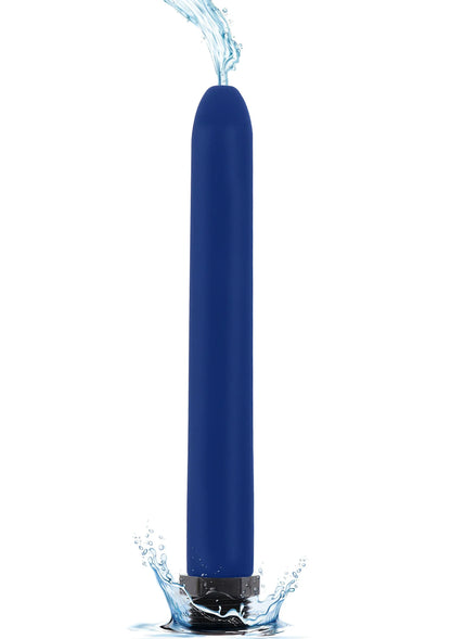 Blauwe anale douche ToyJoy met water dat omlaag stroomt