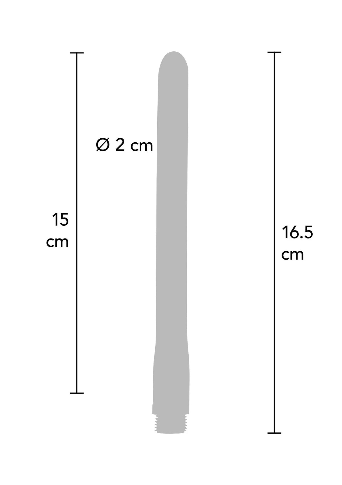 Anale douche van siliconen, grijs, afgeronde punt; Ø2 cm, 15 cm lang