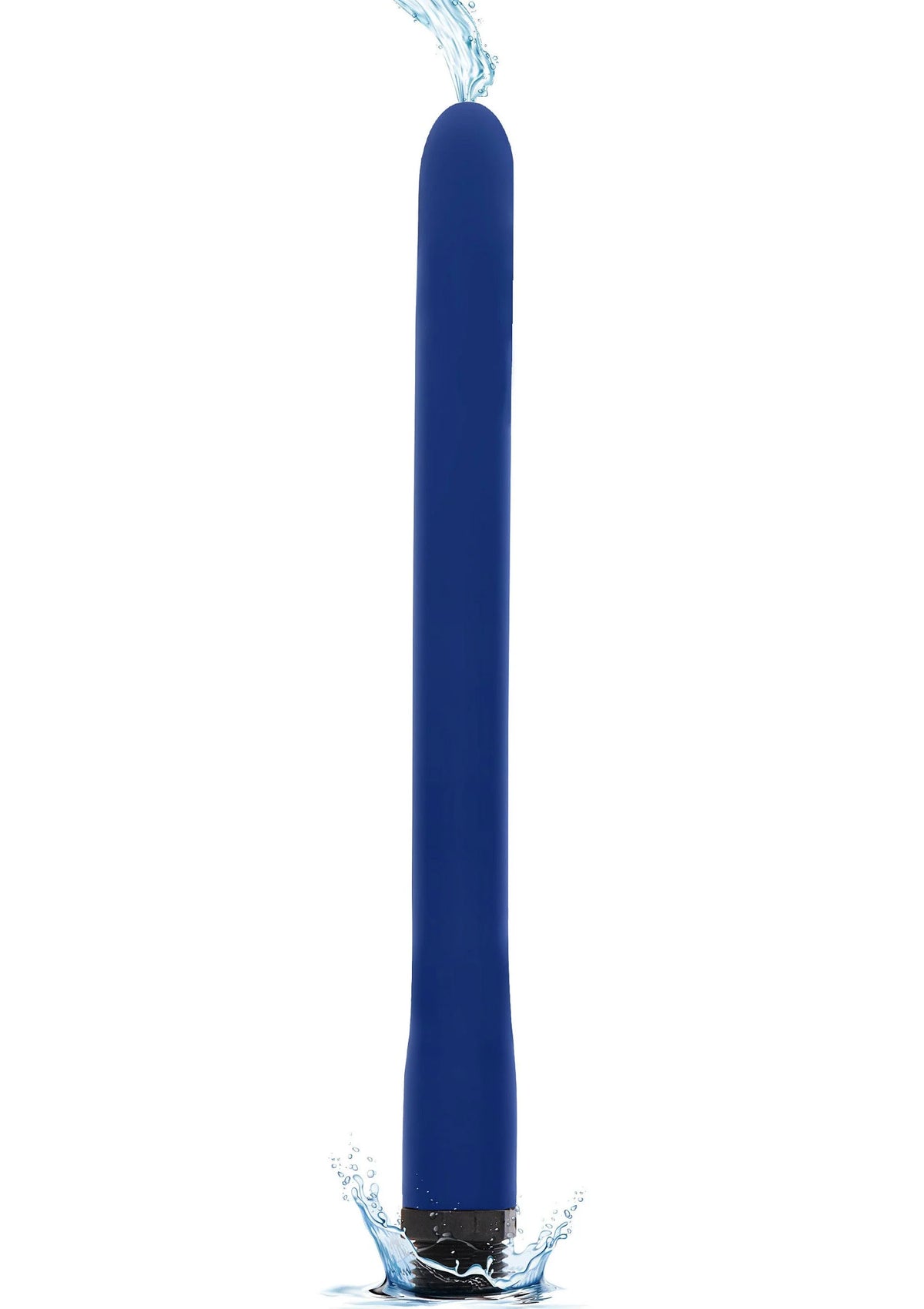 Blauwe siliconen anal-douche met wateruitlaat en spuitmond, 23 cm