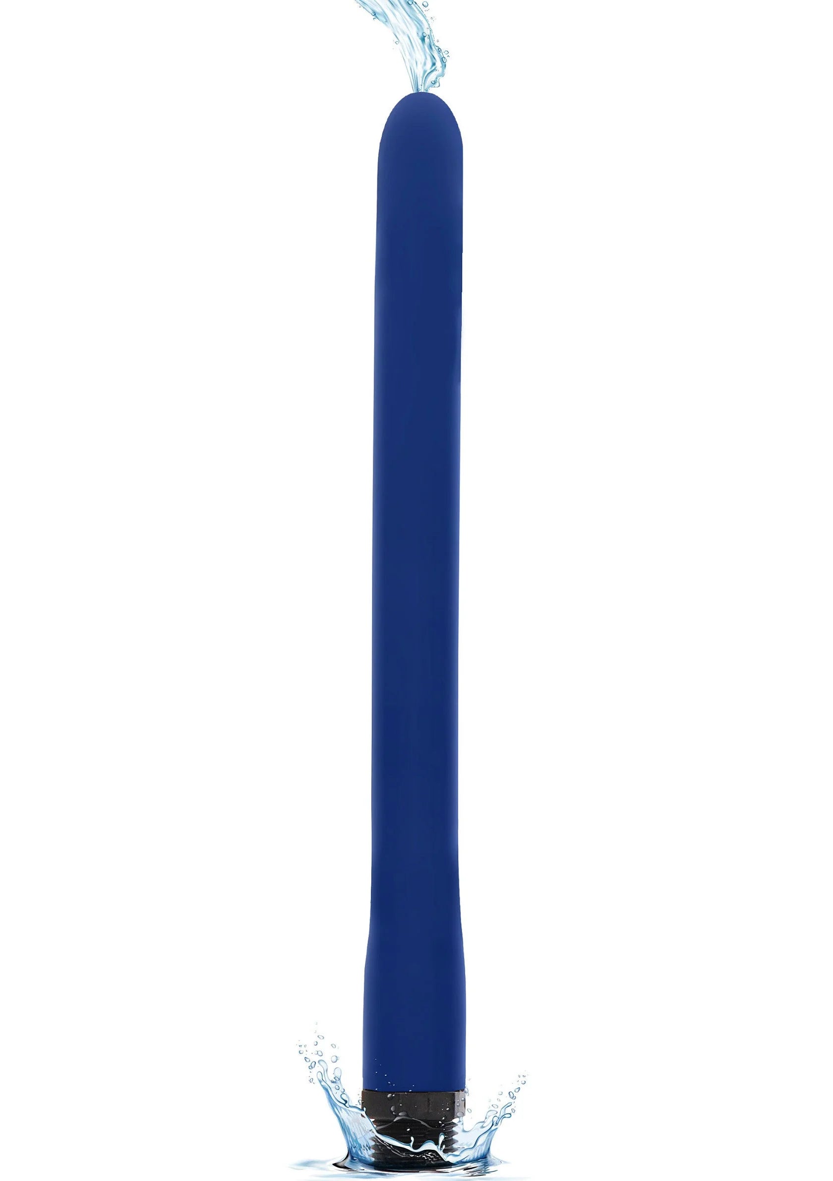 Blauwe siliconen anal-douche met wateruitlaat en spuitmond, 23 cm