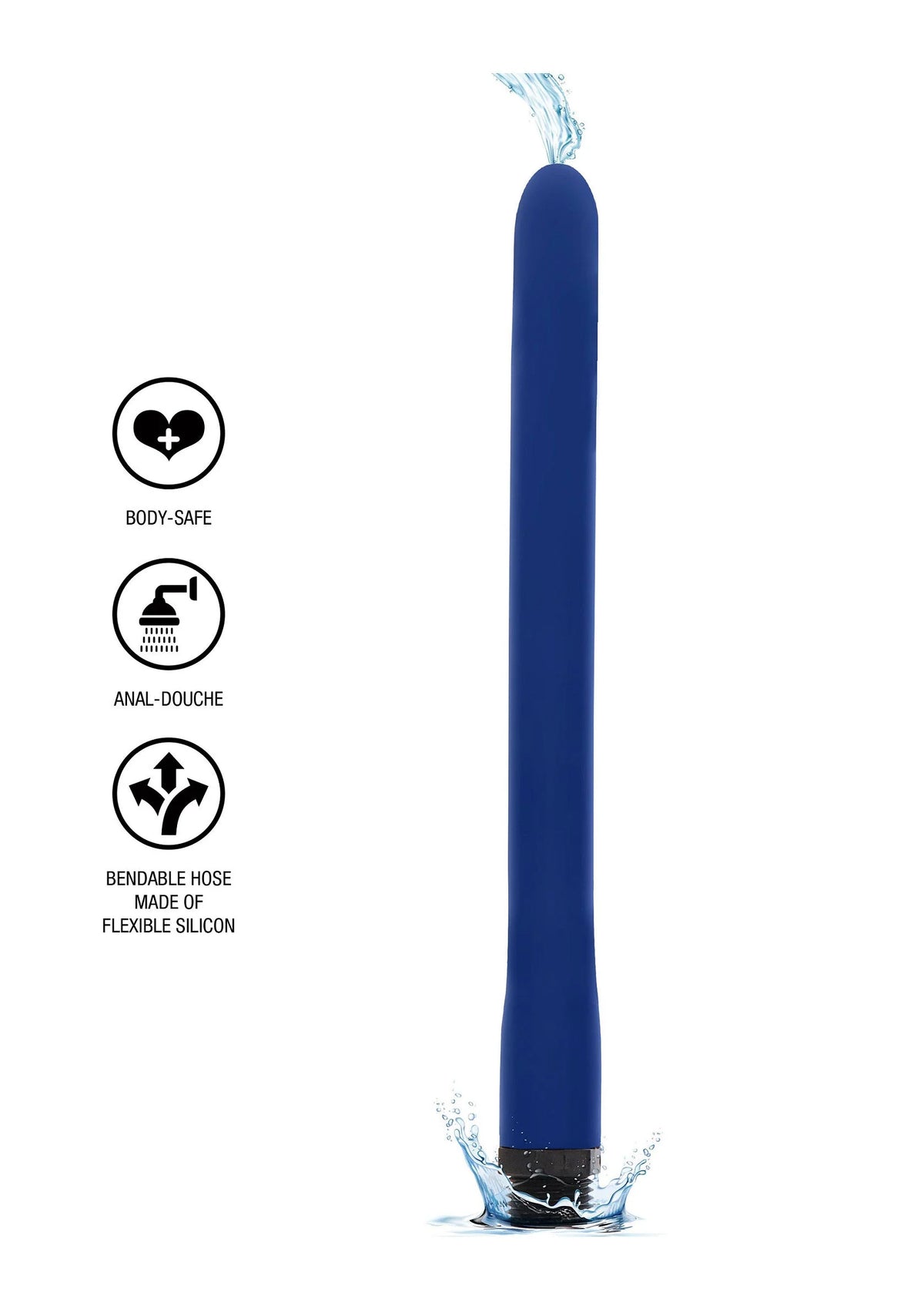 Blauwe anale douche toy met flexibele siliconen slang