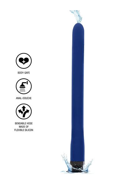 Blauwe anale douche toy met flexibele siliconen slang