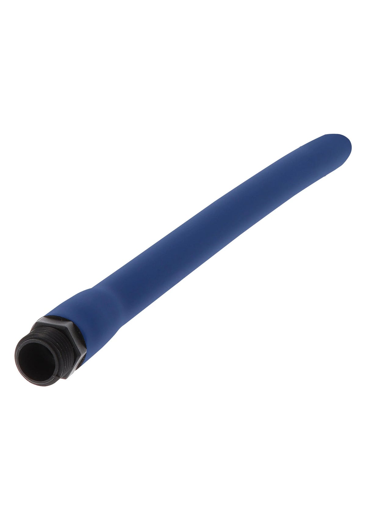 Blauwe anal-douche met zwarte aansluitring en open uiteinde
