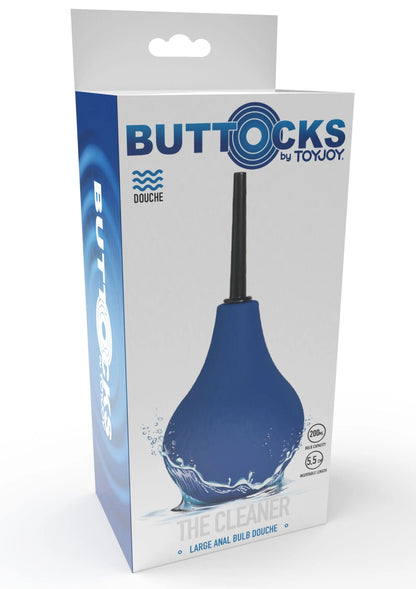 Verpakkingsdoos Buttocks by ToyJoy anal douche met blauwe bol en witte opdruk.