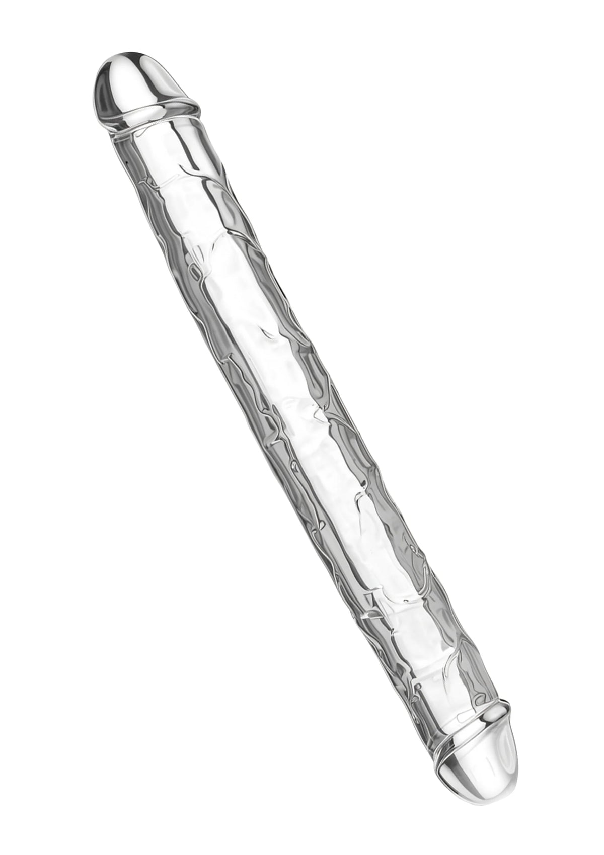 Doorzichtige dildo, schuin model, met ring aan de kop