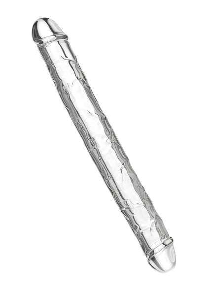 Doorzichtige dildo, schuin model, met ring aan de kop