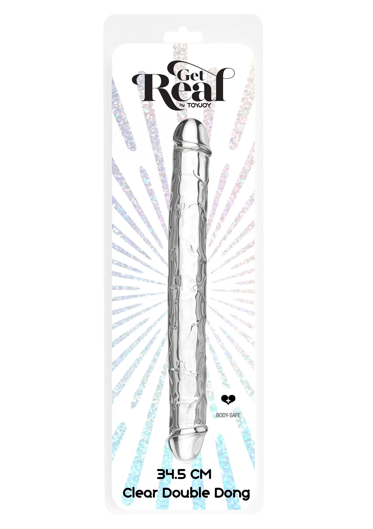 Verpakking met Get Real Double Dong dildo, 34,5 cm