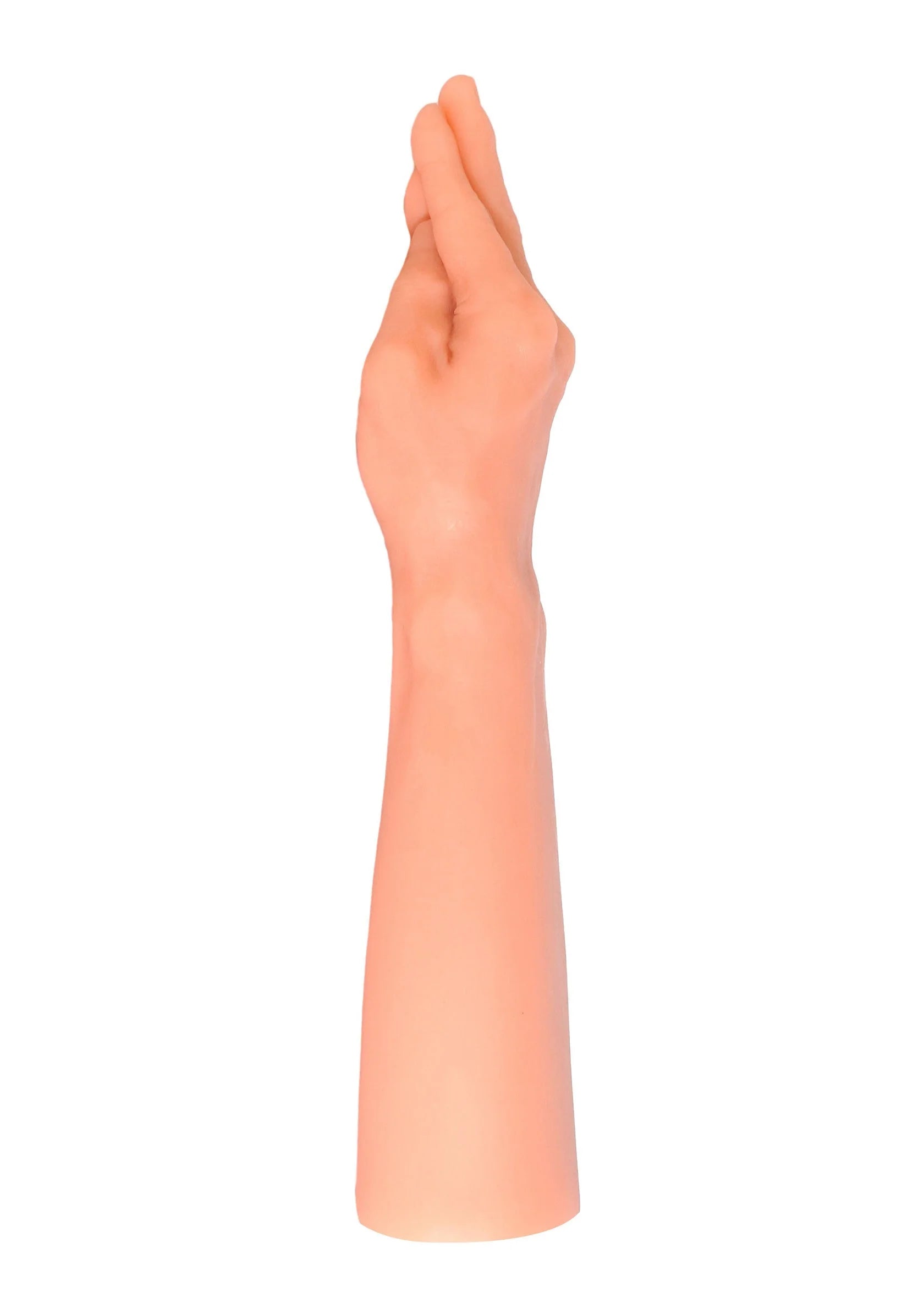 Handvormig seksspeelgoed (36 cm) met opgestoken vingers, vleesroze