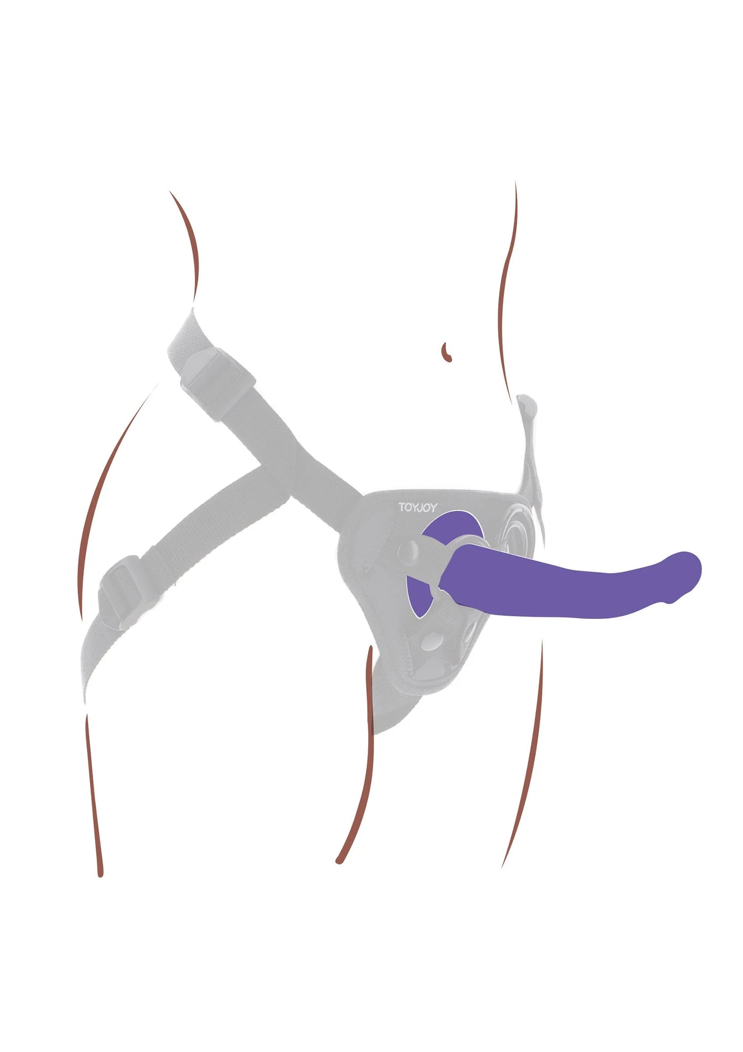 Paarse strap-on dildo met harnessbanden, verstelbaar ontwerp (illustratie)