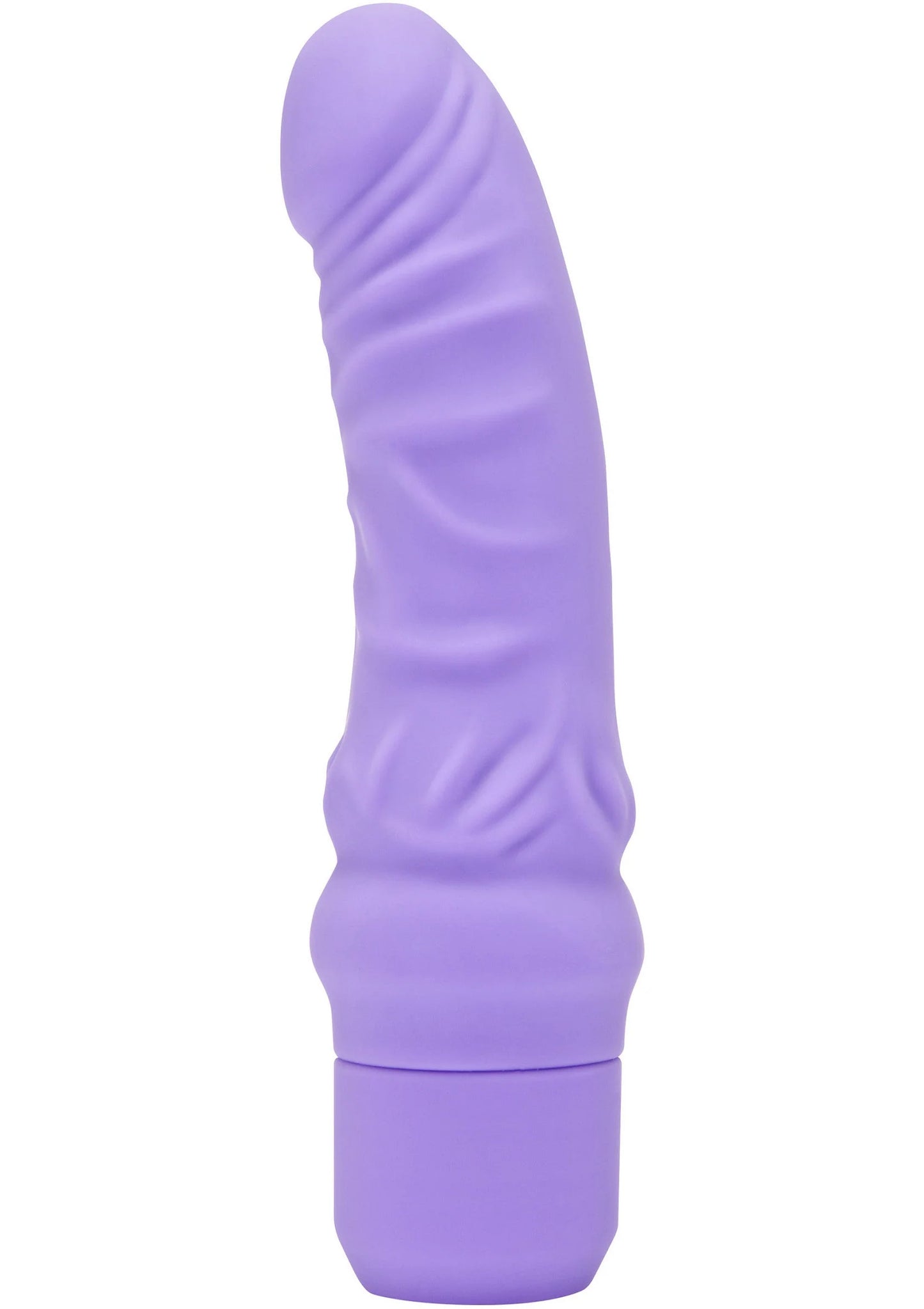 Mini G-spot vibrator, lichtpaars siliconen, verticale ribbels en ronde voet