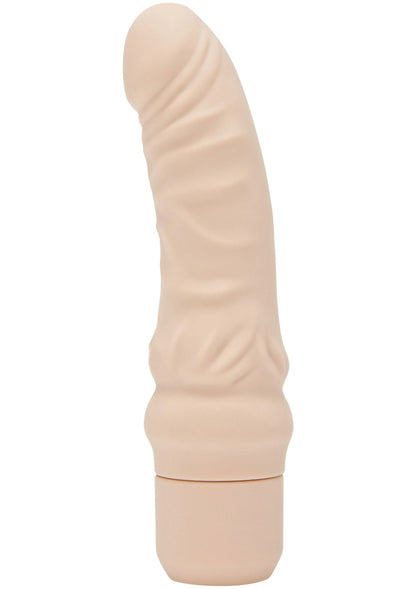 Mini G-spot vibrator, beige siliconen, langwerpige vorm met afgeronde top